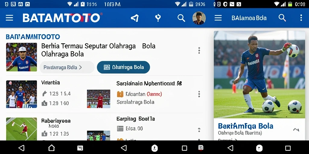 Antarmuka aplikasi BATAMTOTO yang menampilkan berita sepak bola.