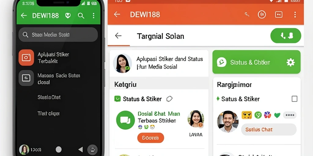 Antarmuka DEWI188 menampilkan beragam stiker dan status menarik.