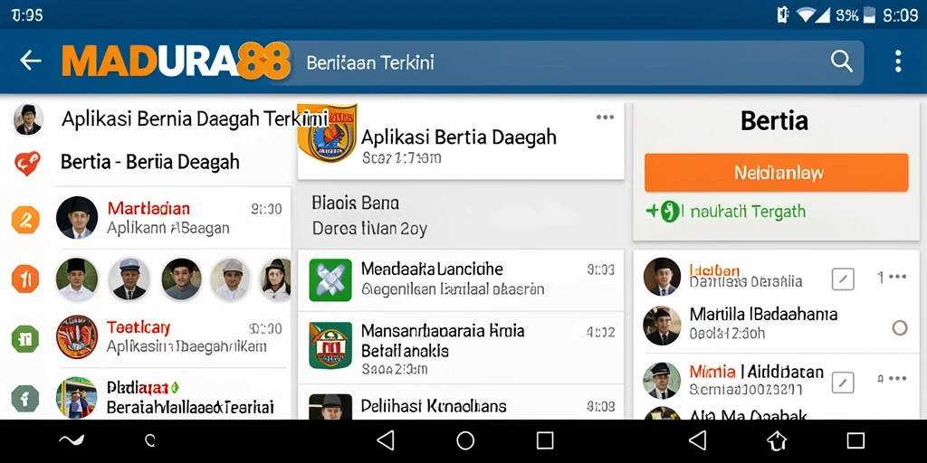 Tampilan antarmuka aplikasi MADURA88 dengan berita terkini.
