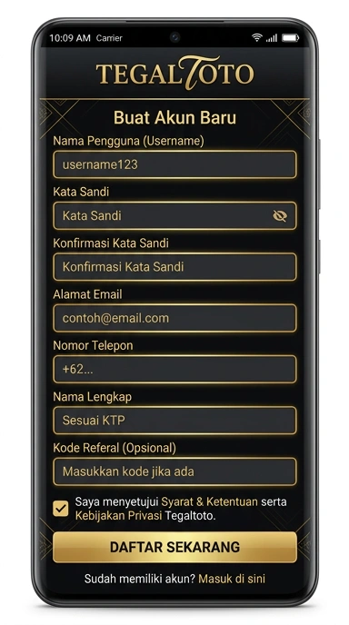 Buat Akun Baru di Tegaltoto untuk Pengguna Android