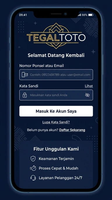 Masuk ke Akun Tegaltoto Anda di Android